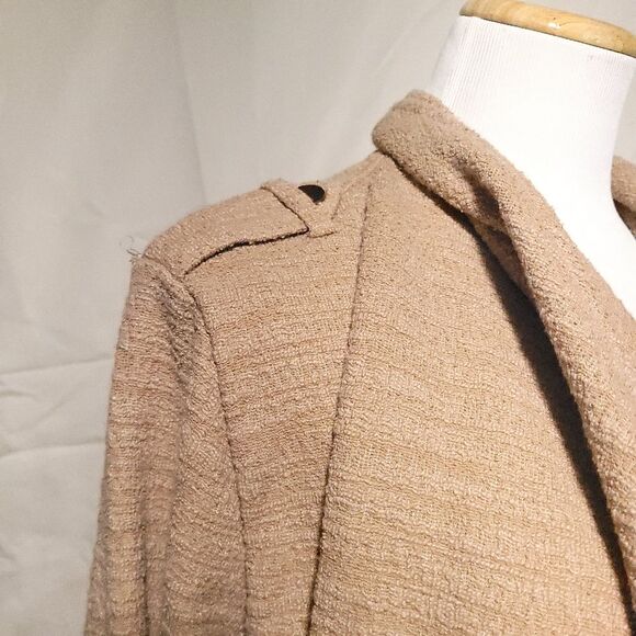 BB Dakota Revolution Drapey Boucle Trench Coat Tan Birch Womens Large - Picture 8 of 12